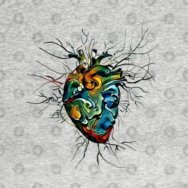 Colorful Anatomical Heart, Human Anatomy artery by Collagedream